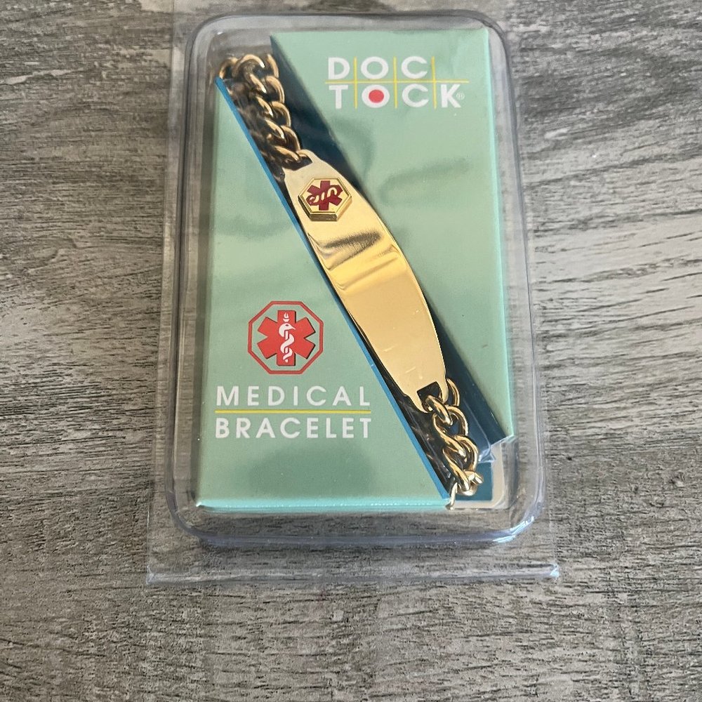 NEW! Unisex Medical Alert Link Bracelet ION Gold